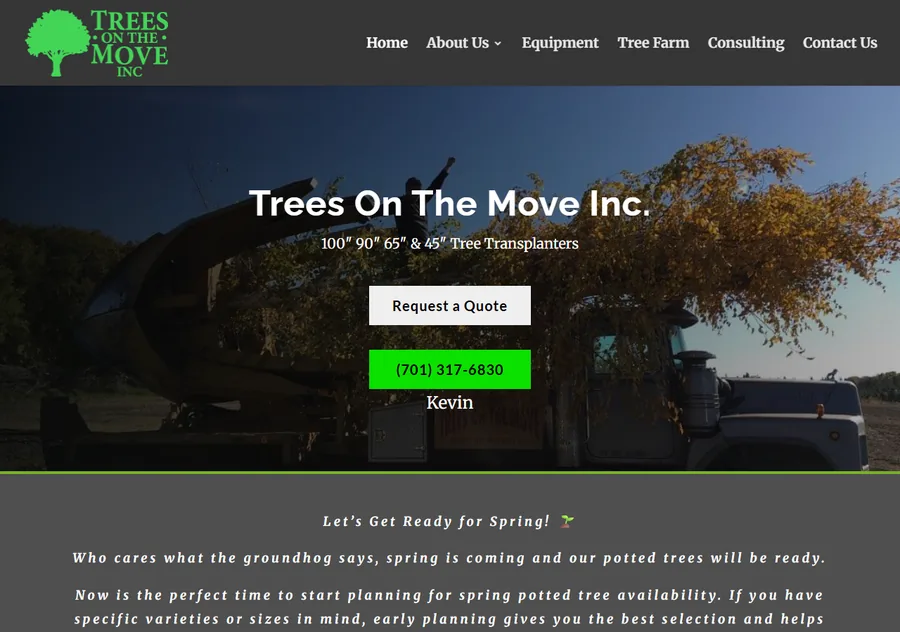 Trees On the Move tree transplanting website screenshot