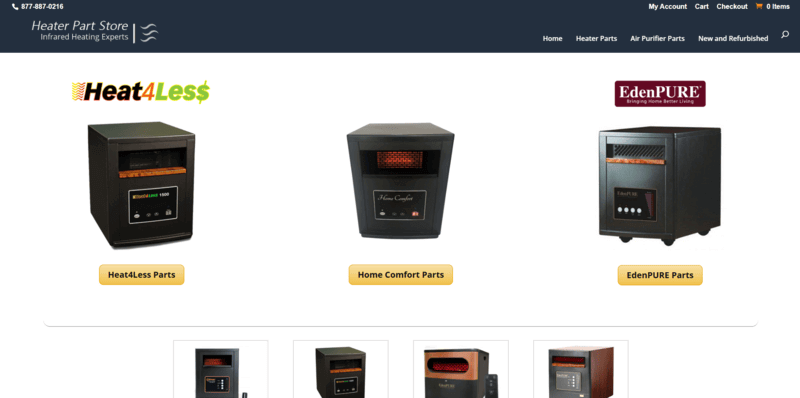 HeaterPartStore website screenshot