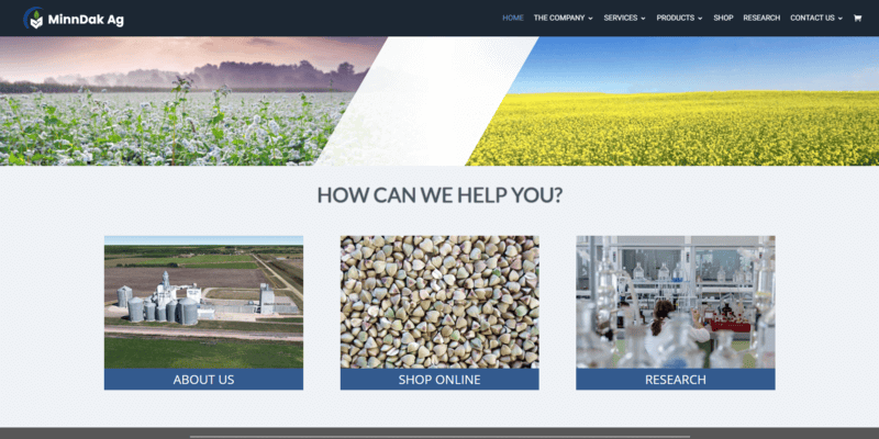 MinnDak Ag website screenshot