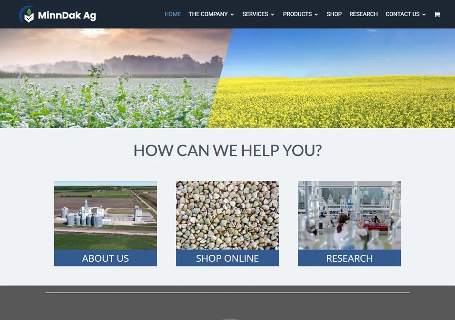 MinnDak Ag website screenshot