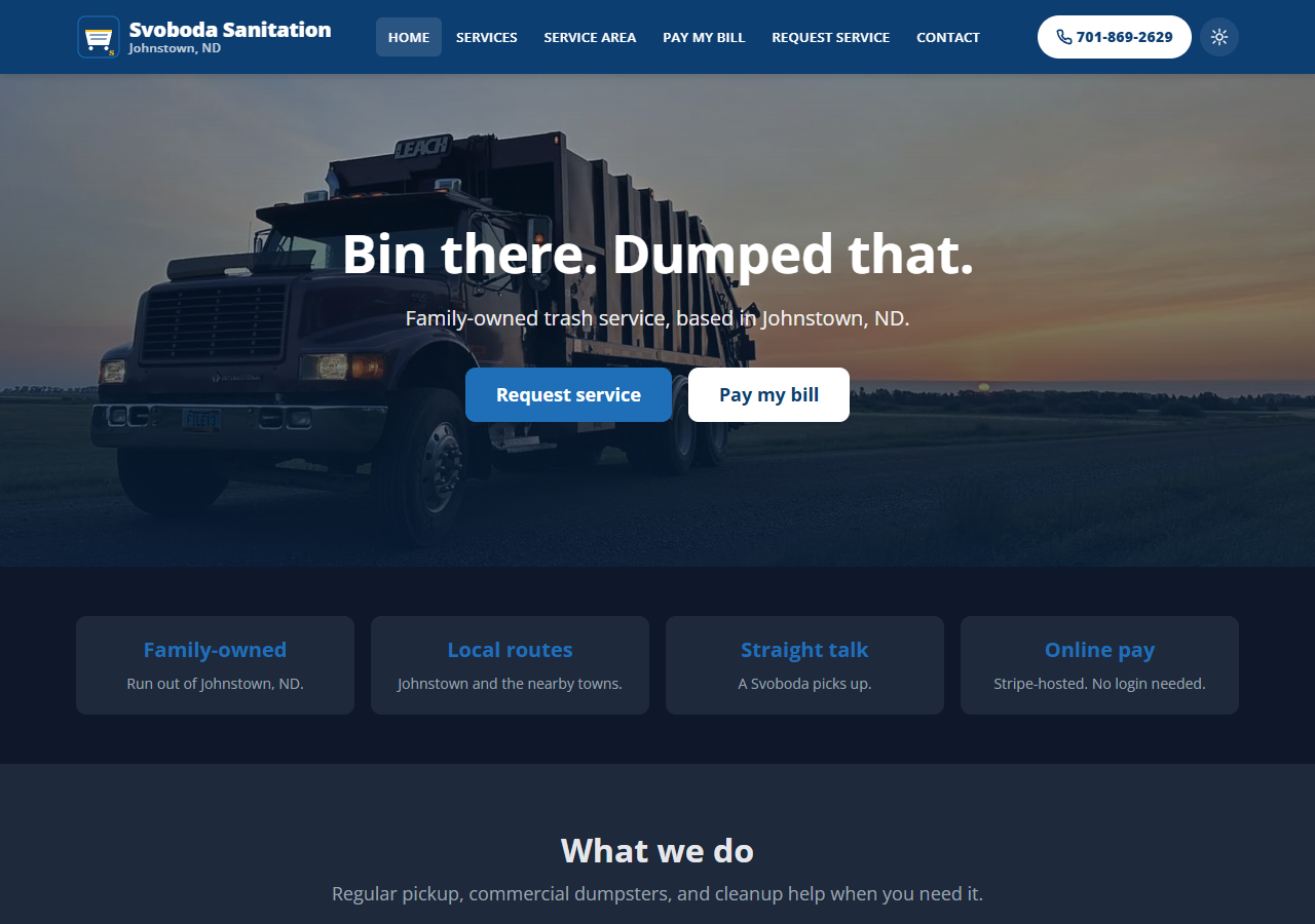 Svoboda Sanitation Service website screenshot