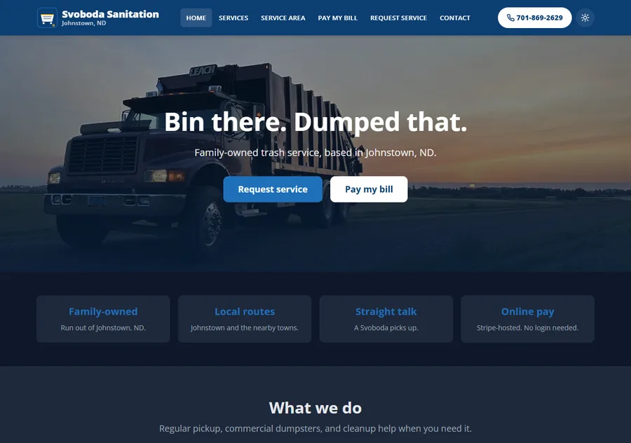 Svoboda Sanitation Service website screenshot